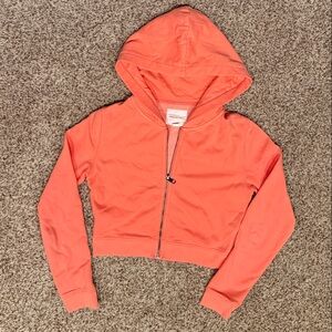 American Eagle Outfitters coral/orange Cropped Zip Hoodie size Medium